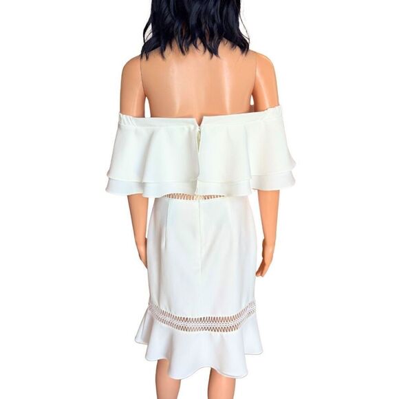 NWT Jarlo White Jazzmyn Off the Shoulder Tiered Ruffle Dress - Picture 6 of 7